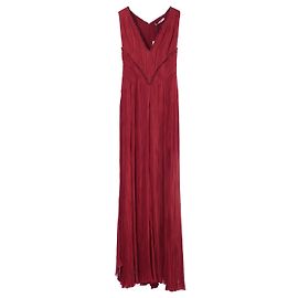 Roberto Cavalli Crimson Grecian Verzierte Seiden-Maxikleid Old Hollywood