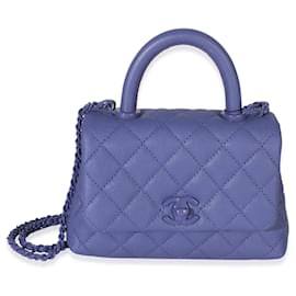 Borsa Chanel Purple Quilted Incognito Mini Coco Top Handle Flap Bag