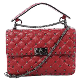 Valentino Rockstud Spike Chain 2Way Crossbody Bag in Red - Valentino Garavani