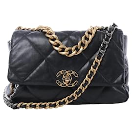 Borsa a tracolla Chanel 19 Large in pelle con catena nera 30157954