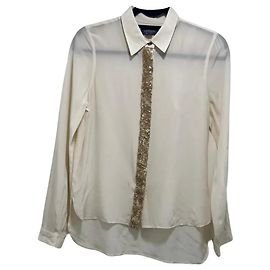 Autre Marque Gryphon New York Camicia in Seta Crema con Paillettes