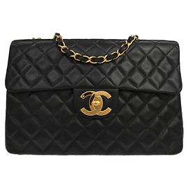 Chanel Vintage CC Chain Flap Shoulder Quilted Lambskin XL