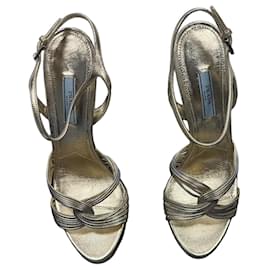 Prada Gold Metallic Knotted Stiletto Sandals EU 39.5