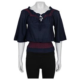 Blusa de cachemira y seda a rayas azules Christian Dior - IT40/S de segunda mano