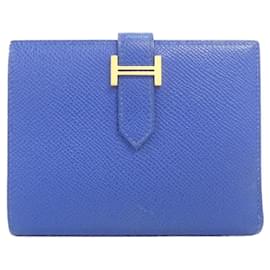Cartera compacta Hermès Bearn en piel Epsom azul
