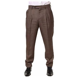 Brunello Cucinelli Pantaloni in lana marrone vita media IT50