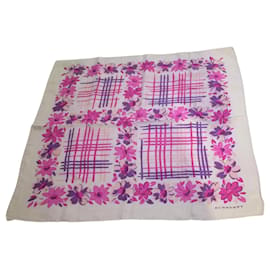 Burberry London Foulard Quadrato in Seta Stampa Floreale - Rosa/Viola