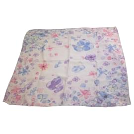Burberry London Foulard Quadrato in Seta Stampa Floreale - Rosa Pastello, Viola, Blu
