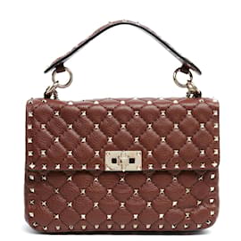 Valentino Garavani Sac Rockstud Spike Medium - Cuir Marron Bordeaux