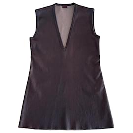 Top tank Stouls de cuero perforado marrón chocolate, T. S