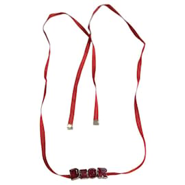 Collana Choker Christian Dior Nastro Cristalli Rossi