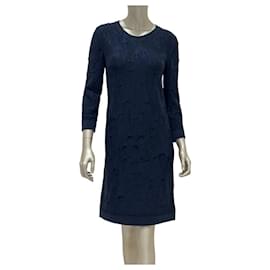 Vestido de lana azul oscuro CHANEL Talla 38 de segunda mano - Chanel