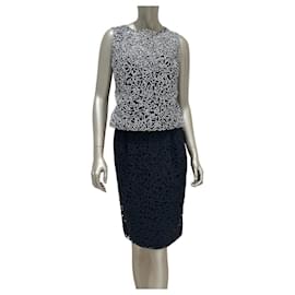 Conjunto de dos piezas de encaje blanco y negro Chanel Talla 36 Segunda mano