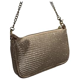 Borsa a mano Dior Beauty tessuto glitterato oro