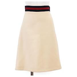 Falda de seda y lana Gucci Sheer Line Web Stripe