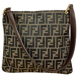 Fendi Schultertasche aus Zucca-Canvas und Leder