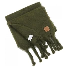 Stola in lana e mohair kaki Loewe