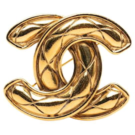 Spilla Chanel Gold CC trapuntata placcata oro