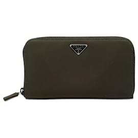 Prada Green Tessuto Zip Around Wallet