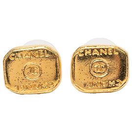 Chanel Gold CC vergoldete Push-Back-Ohrringe