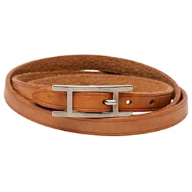 Bracciale Triple Tour Hermès Hapi 3 MM in pelle Swift marrone