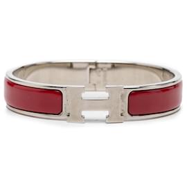 Hermès Red Narrow Enamel Clic H Bracelet PM