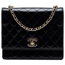 Chanel Black CC Quilted Patent Square Flap