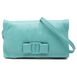 Salvatore Ferragamo Borsa a tracolla Ferragamo Blue Mini Padded Leather Viva Bow