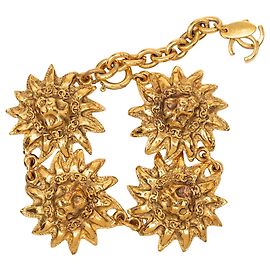 Bracciale a maglie Chanel Gold CC con medaglione a testa di leone placcato oro