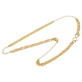 Collana a doppio filo di perle finte dorate con CC Chanel
