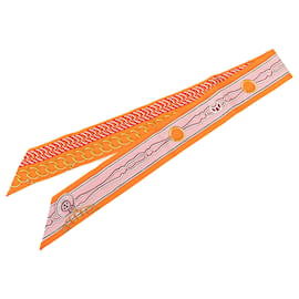 Pañuelo de seda Twilly Orange Maillons Hermès