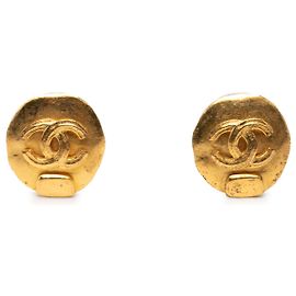Orecchini Chanel Gold CC placcati oro tondi con clip