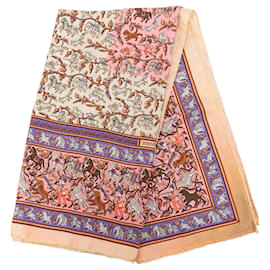 Sciarpa in seta Hermès White Chasse en Inde 90