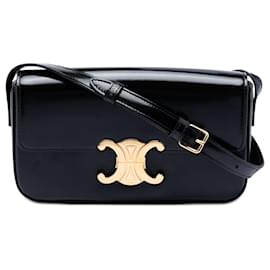 Céline Borsa a tracolla Celine Triomphe Claude in pelle di vitello lucida nera