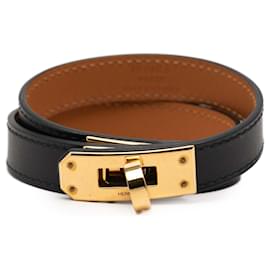 Bracelet Kelly Double Tour en cuir Swift noir Hermès