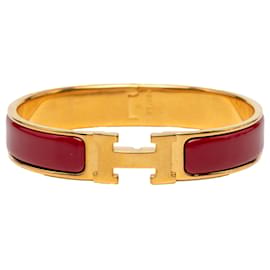 Hermès Red Narrow Enamel Clic H Bracelet PM