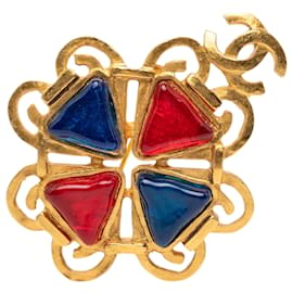 Spilla Chanel Gold CC placcata oro multicolore Gripoix