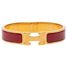 Hermès Red Narrow Enamel Clic H Bracelet PM