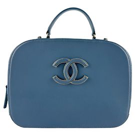 Borsa a tracolla in pelle blu indaco Chanel