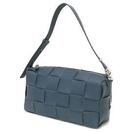 Bolso de hombro de cuero Blue Cassette Bottega Veneta