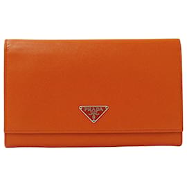 Prada Saffiano Leder Langgeldbörse Orange