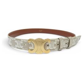 NEUER CELINE TRIOMPHE 25MM 45AK9 2ANK 02GR T70 BEIGE LEDERGÜRTEL - Céline