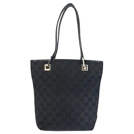 Gucci Tote Bag aus schwarzem GG Canvas und Leder