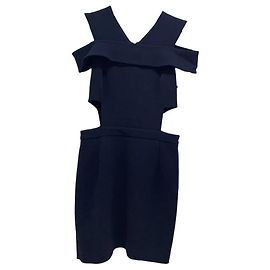 Autre Marque Vestido negro de lana con recortes Clotilde Chapter