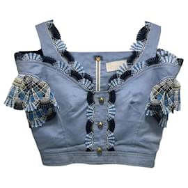Peter Pilotto Top court en jean bleu avec dentelle