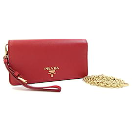 Borsa a tracolla in pelle rossa Prada