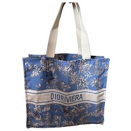 Borsa Dior Riviera in tela Toile de Jouy - Blu