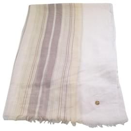 Gucci Sciarpa Samantha a Righe in Puro Cotone - Crema