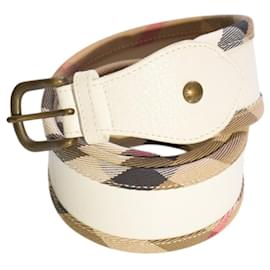 Burberry London Nova Check Ledergürtel Weiß