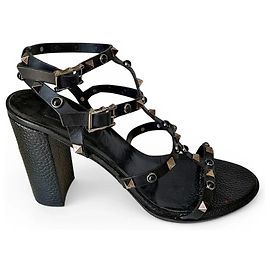 Valentino Garavani Rockstud Sandali Tacco Pelle Nera